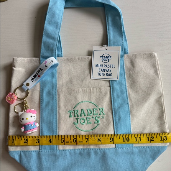 Trader Joe’s Green and Cream Canvas Tote Bag - Picture 2 of 3